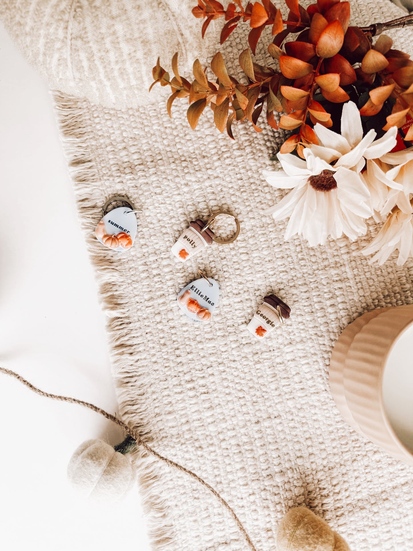 coffee cup w/ leaf | pet id tag