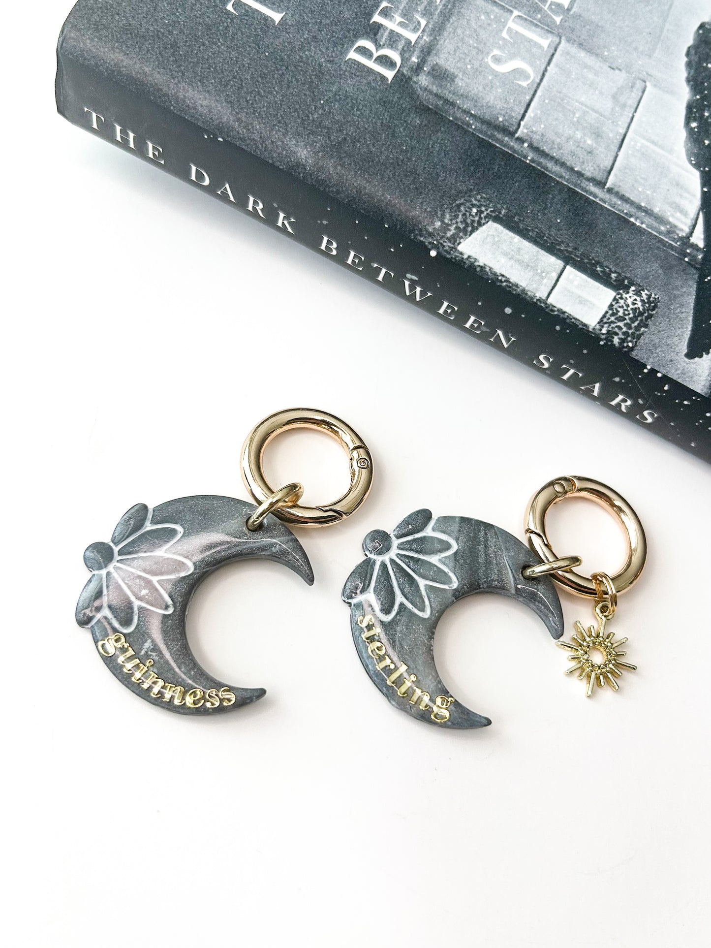 marble crescent moon | pet id tag