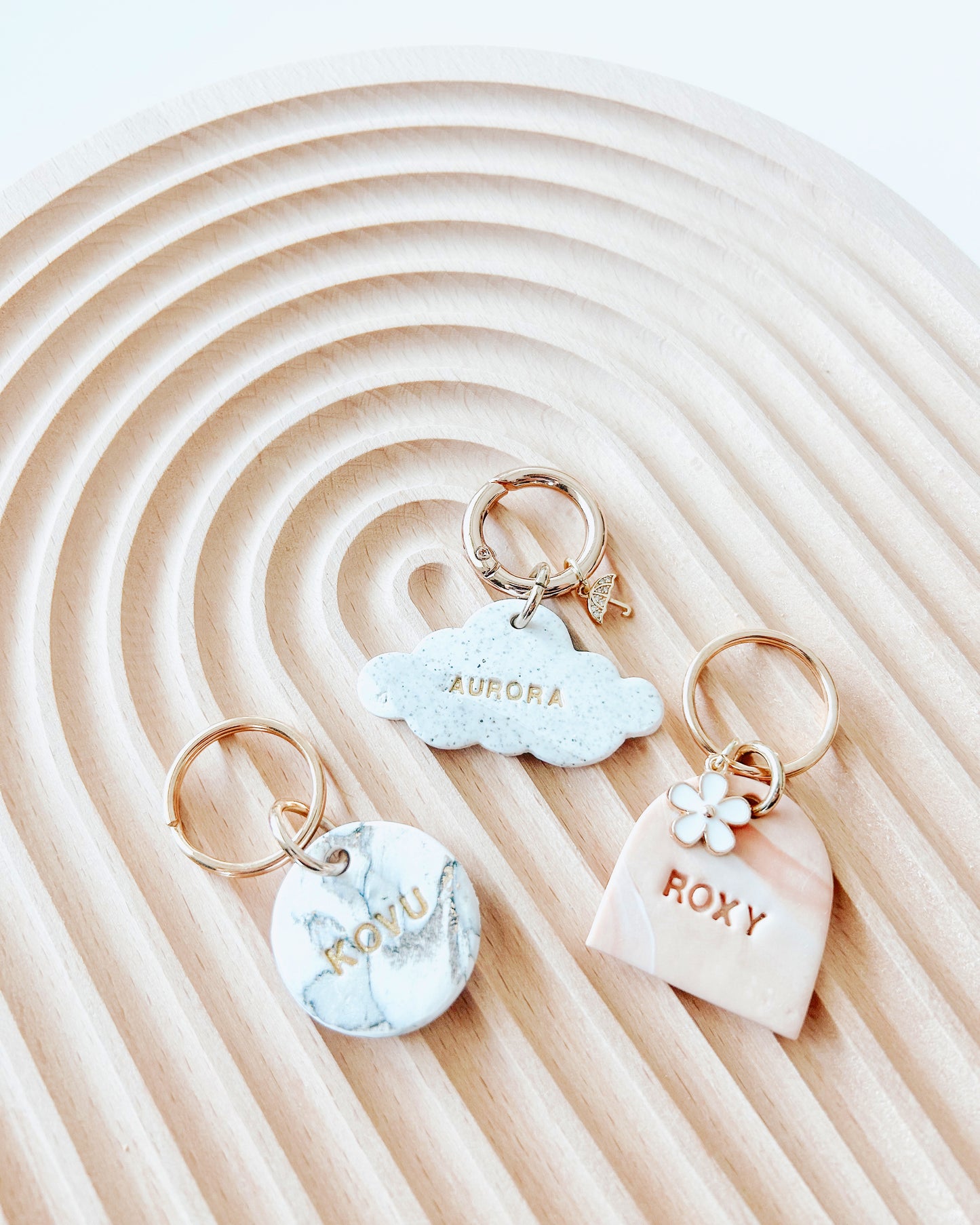 pink faux marble | pet id tag
