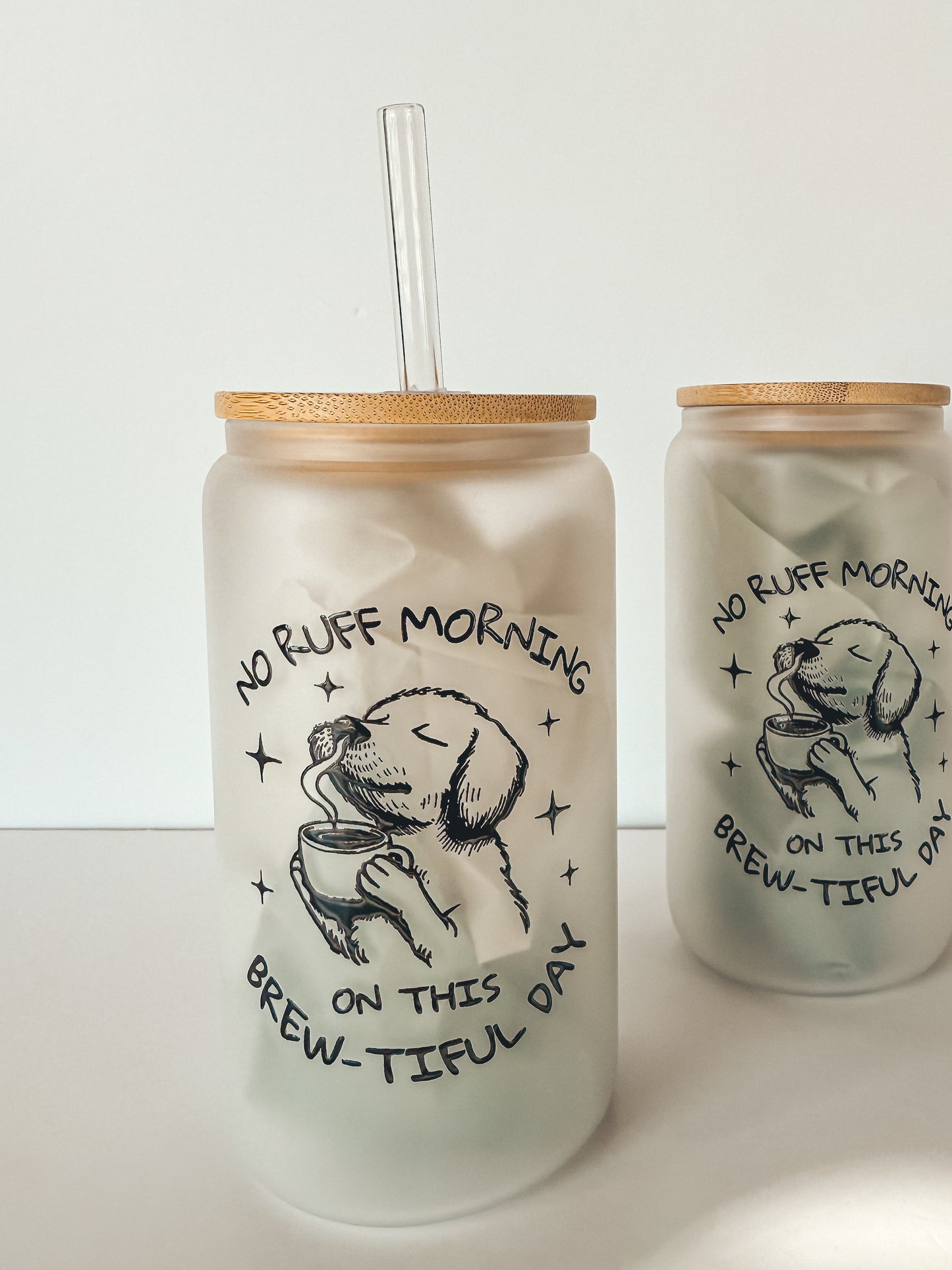 no ruff morning | glass tumbler