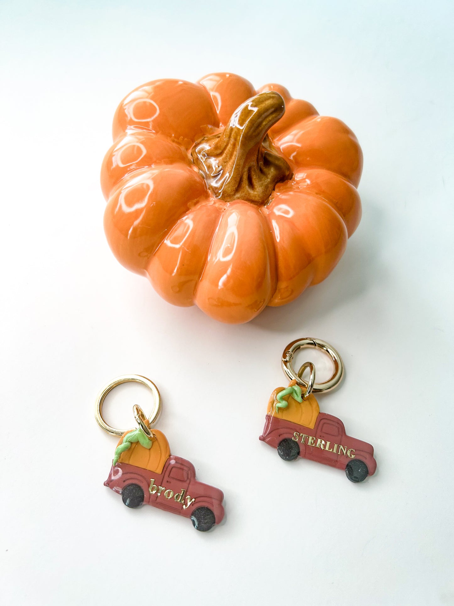 truck with pumpkin | pet id tag