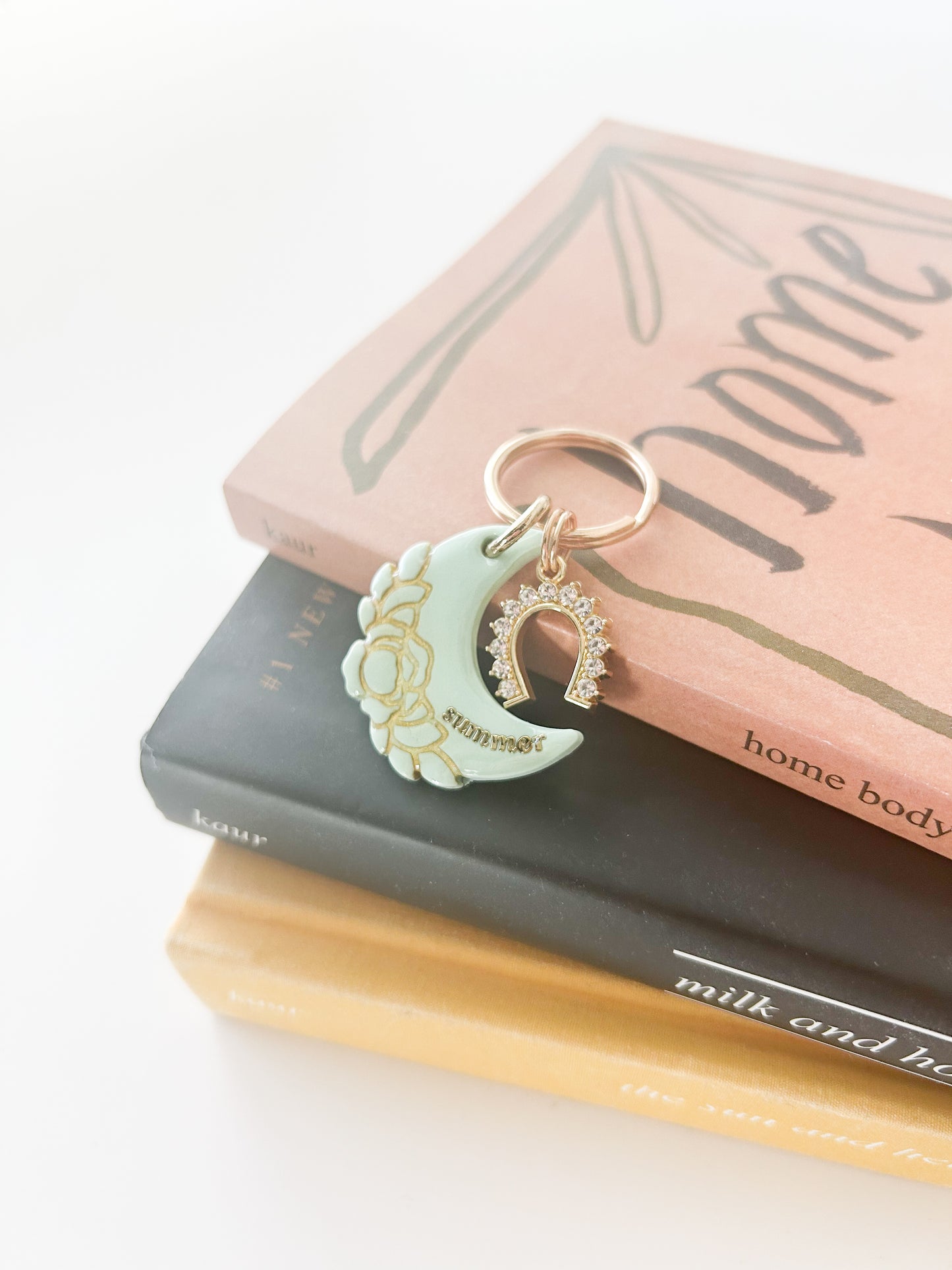 floral crescent moon | pet id tag