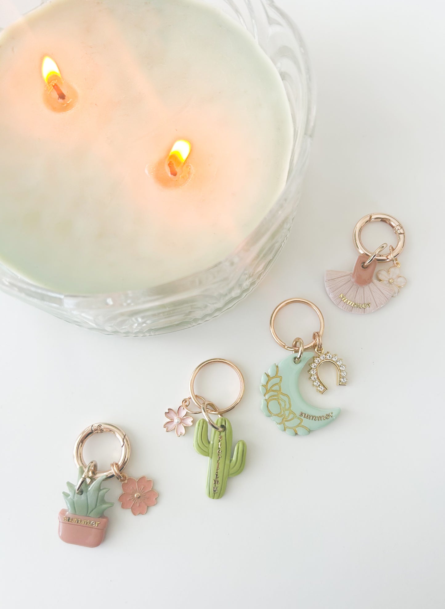 floral crescent moon | pet id tag