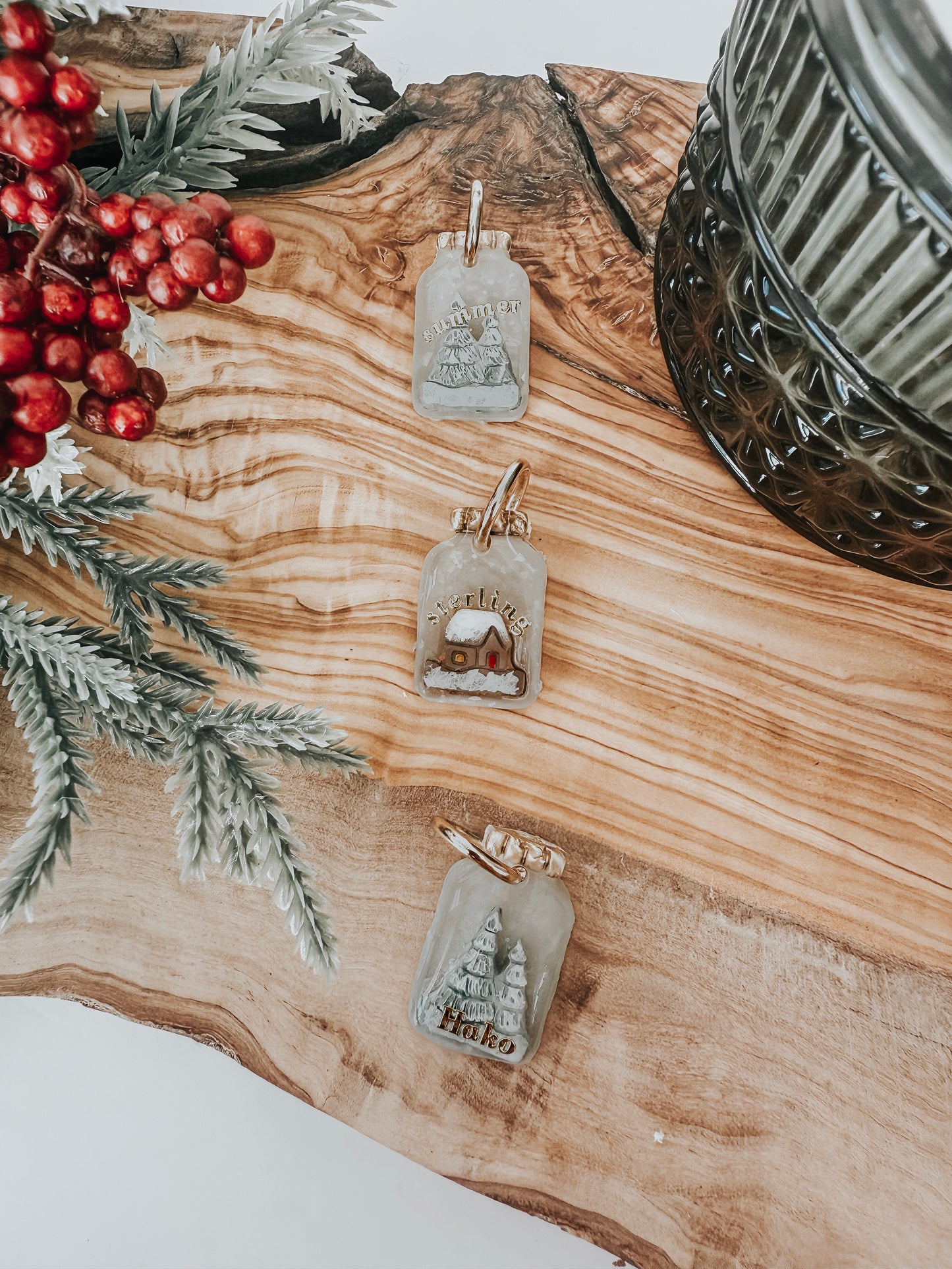 xmas jar with trees | pet id tag
