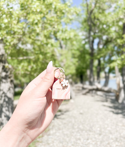 pink faux marble | pet id tag