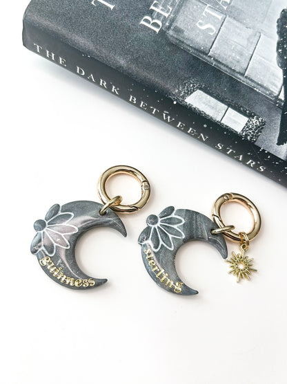 marble crescent moon | pet id tag