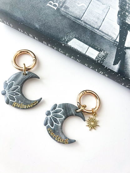 marble crescent moon | pet id tag