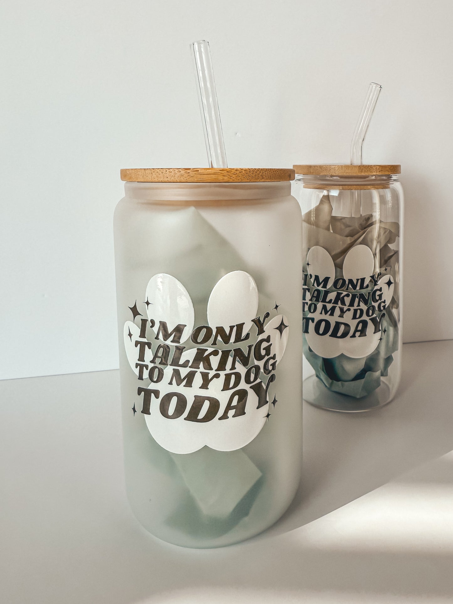 only talking to my dog | glass tumbler