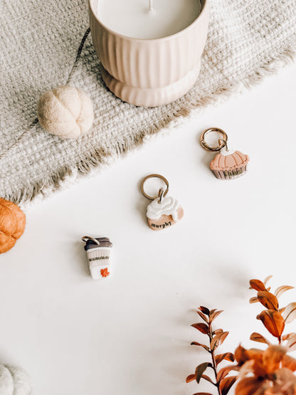 coffee cup w/ leaf | pet id tag