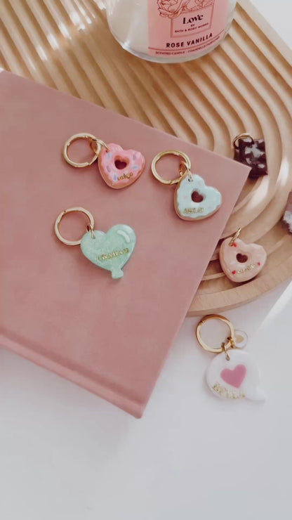 glitter heart balloon | pet id tag